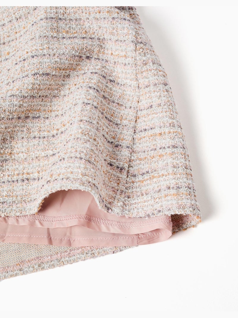 Robe évasée en tweed avec nœuds décoratifs Rose clair - Kiabi
