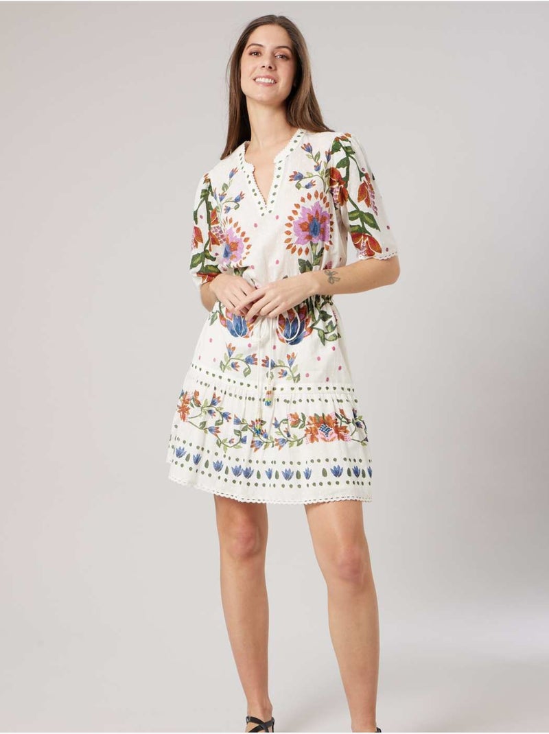 Robe évasée femme en 100% coton 'Deeluxe' Blanc - Kiabi