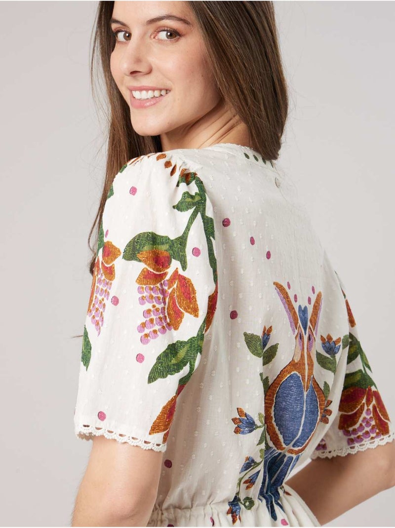 Robe évasée femme en 100% coton 'Deeluxe' Blanc - Kiabi