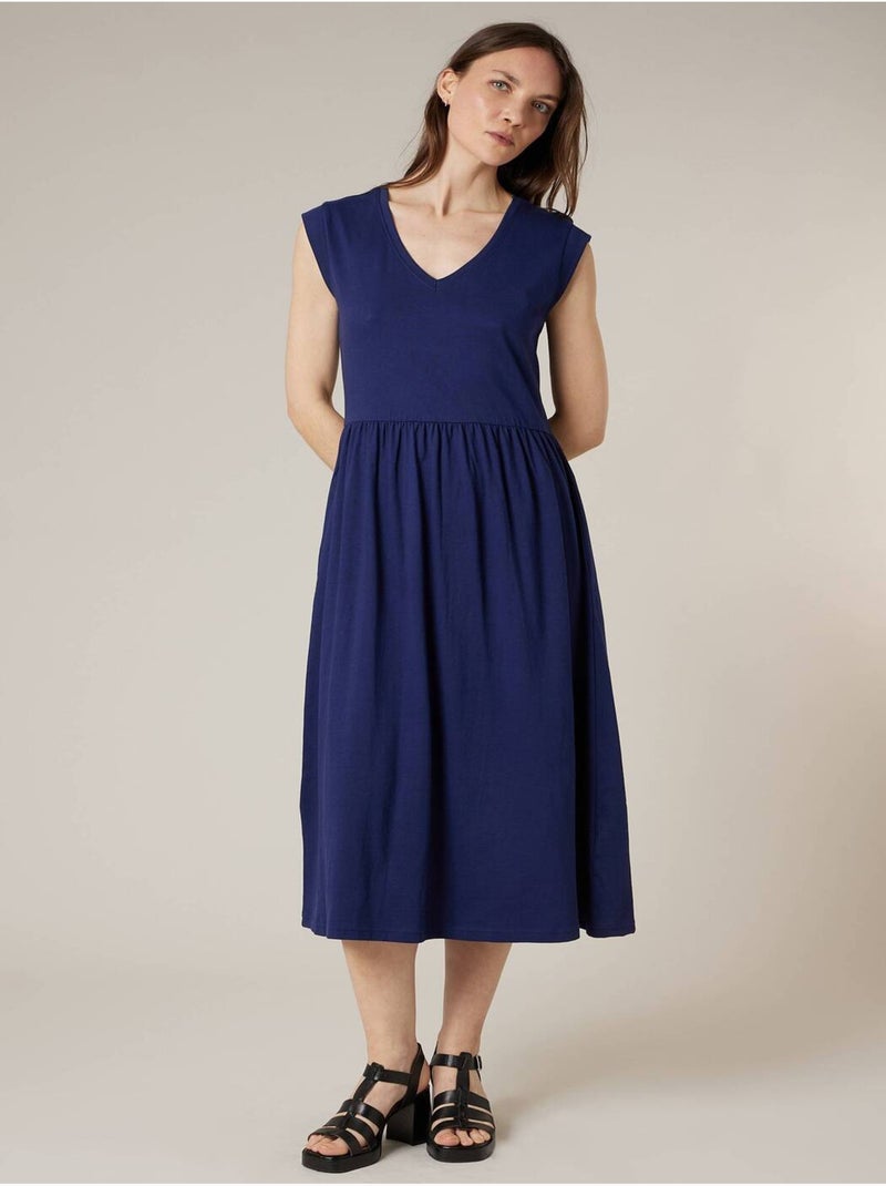 Robe évasée femme en 100% coton 'Deeluxe' Bleu marine - Kiabi