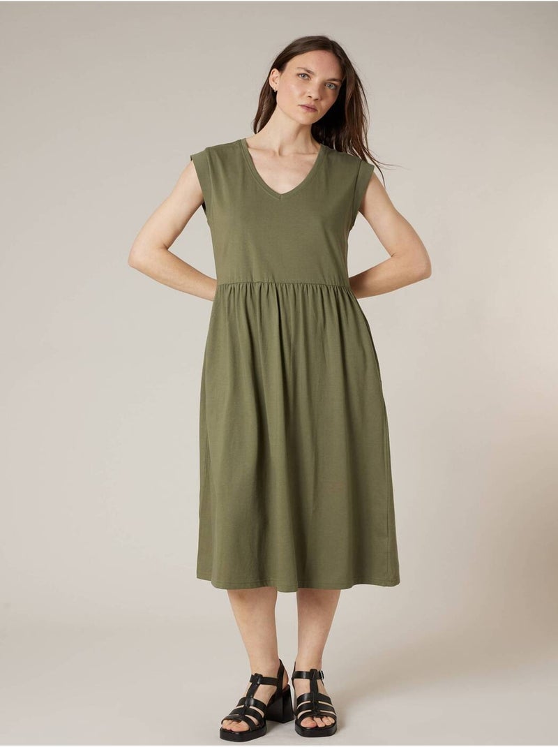 Robe évasée femme en 100% coton 'Deeluxe' Kaki - Kiabi