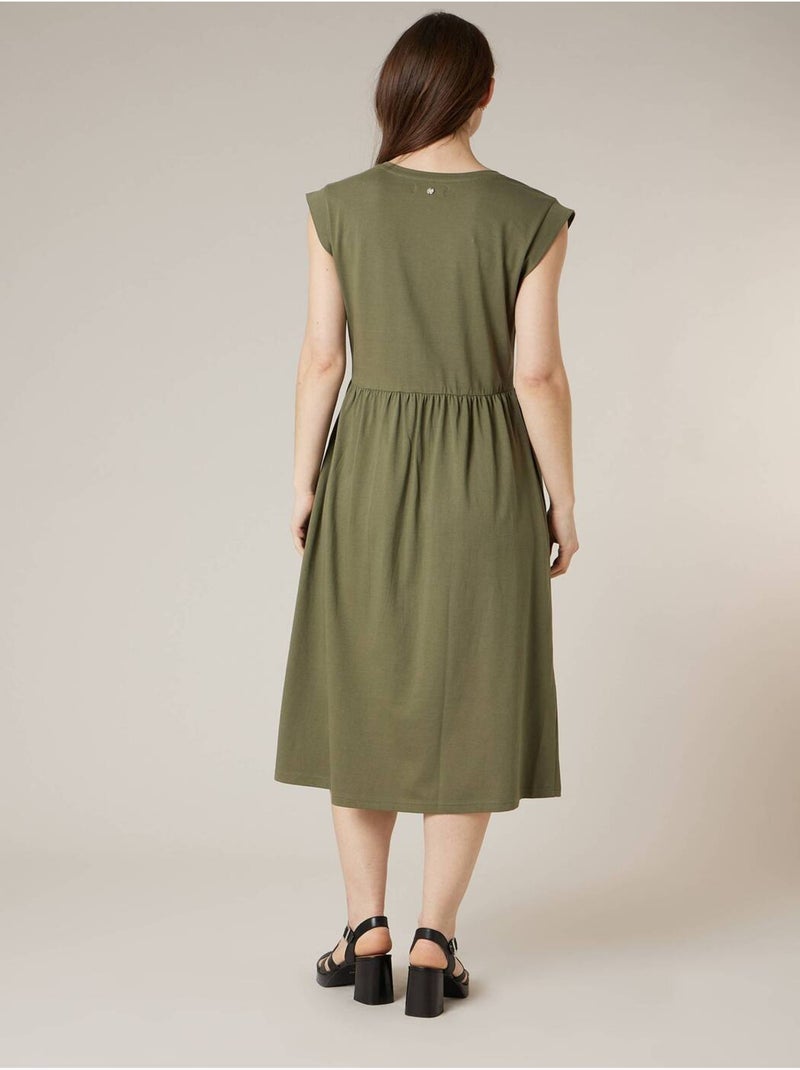 Robe évasée femme en 100% coton 'Deeluxe' Kaki - Kiabi