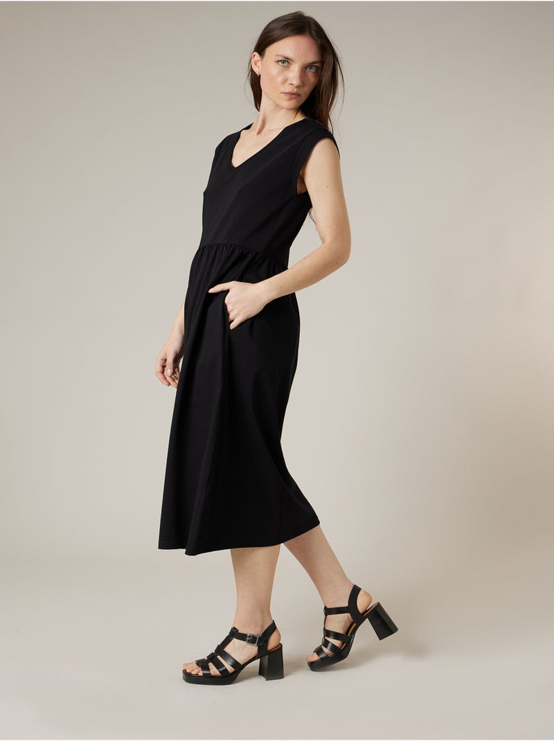 Robe évasée femme en 100% coton 'Deeluxe' Noir - Kiabi