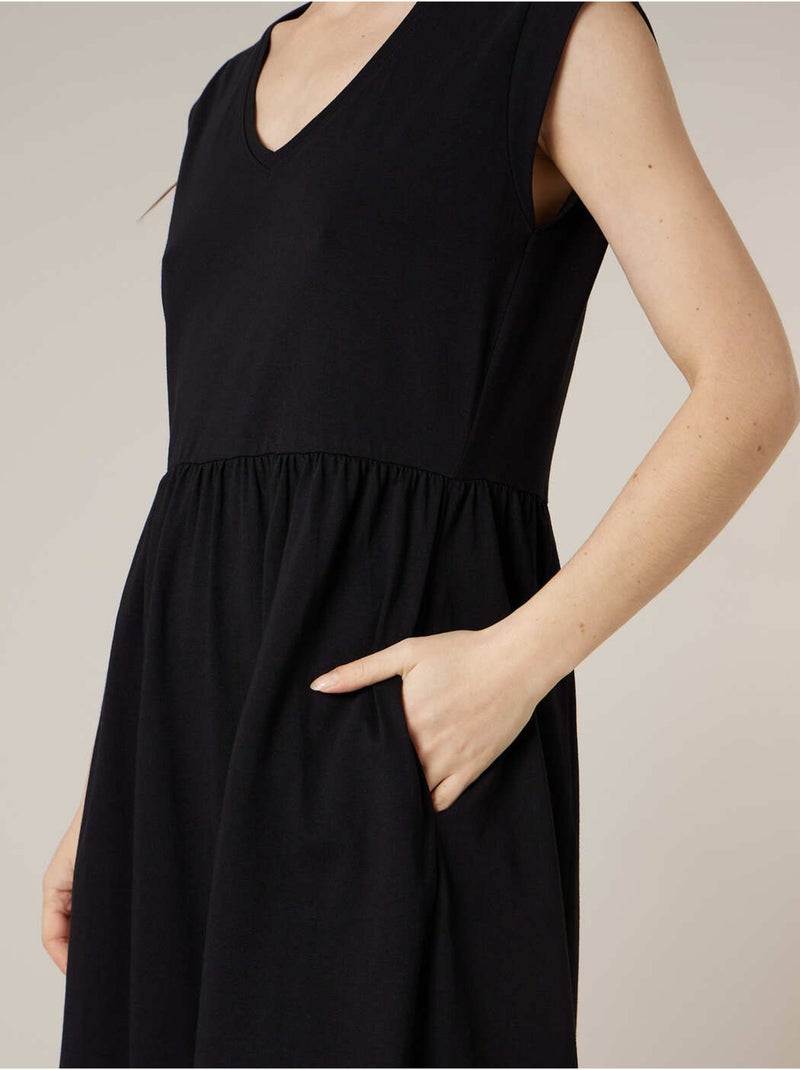 Robe évasée femme en 100% coton 'Deeluxe' Noir - Kiabi