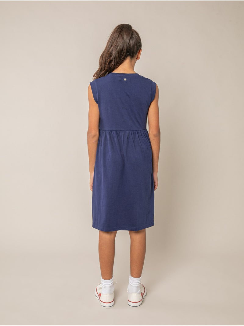 Robe évasée fille en 100% coton 'Deeluxe' Bleu marine - Kiabi