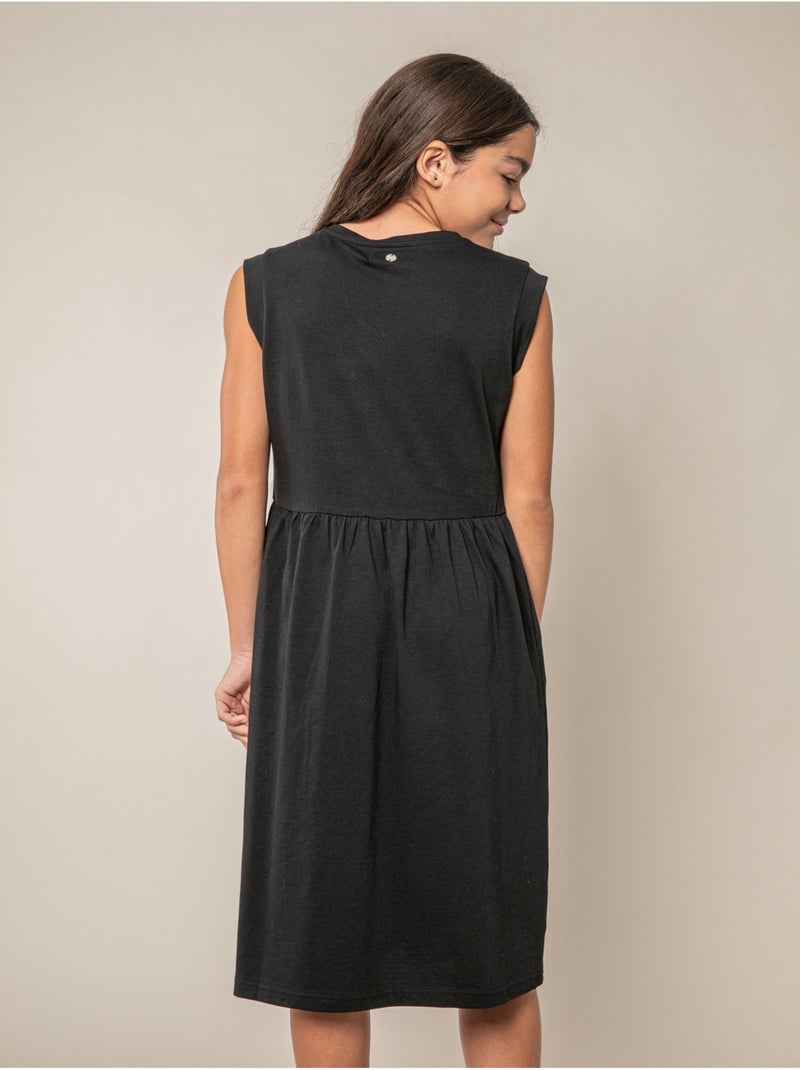 Robe évasée fille en 100% coton 'Deeluxe' Noir - Kiabi