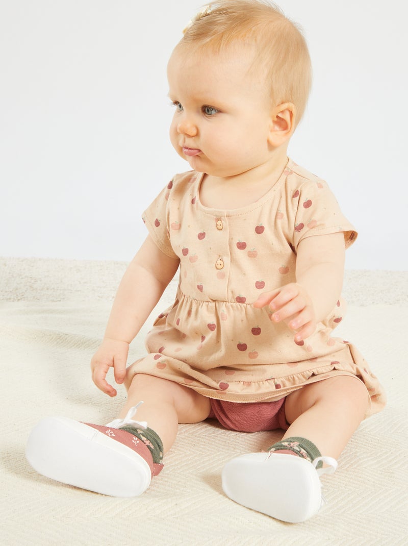 Robe évasée imprimée Vieux rose - Kiabi