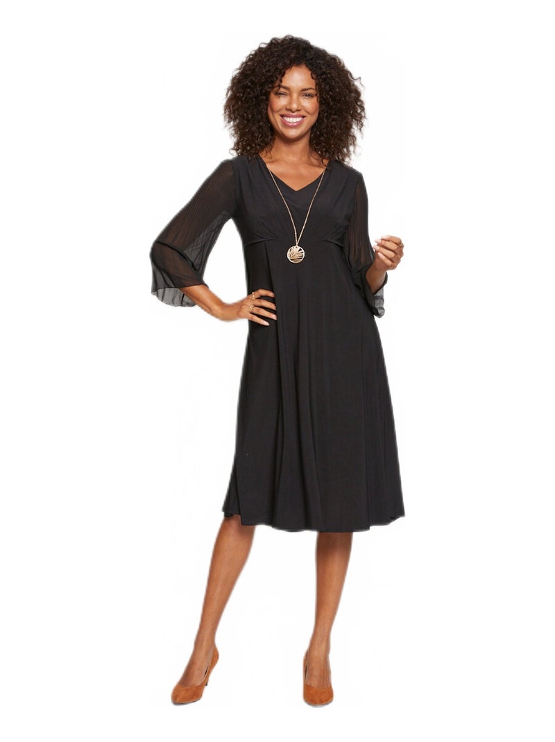 Robe évasée manches 3/4 pagode Noir - Kiabi