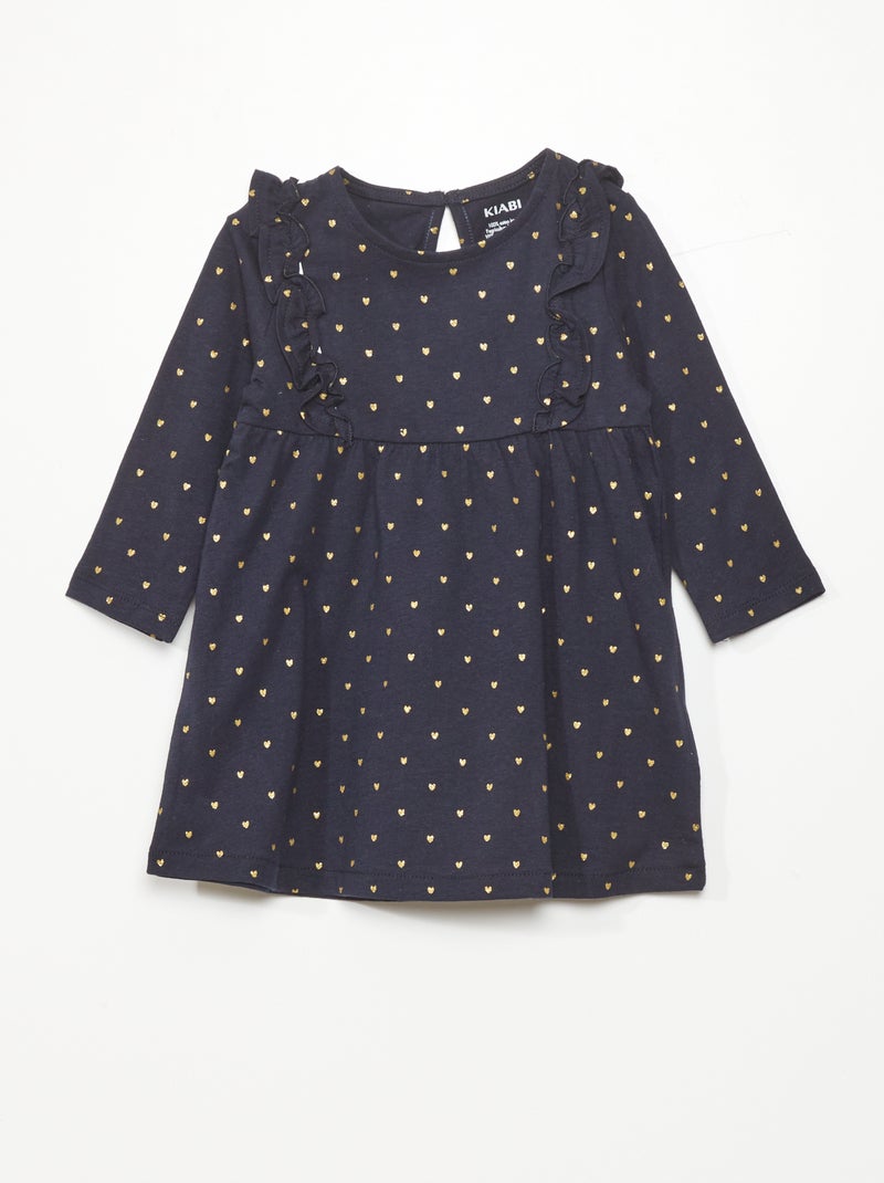 Robe évasée motif coeurs Marine coeur - Kiabi