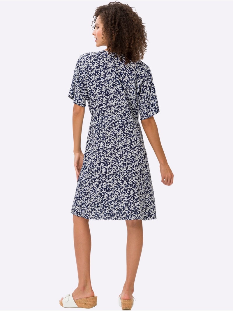 Robe évasée Qualité Tissée - Taille Standard - Helline Ecru/Marine - Kiabi