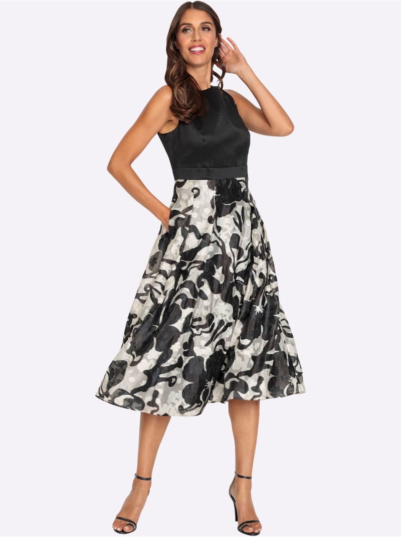 Robe évasée Qualité Tissée - Taille Standard - helline Noir Blanc - Kiabi