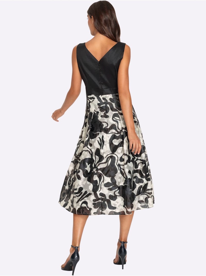 Robe évasée Qualité Tissée - Taille Standard - helline Noir Blanc - Kiabi