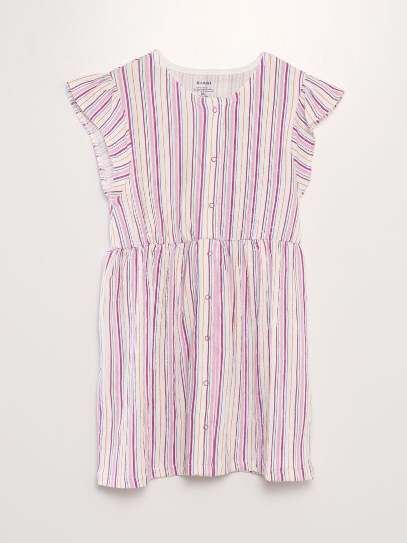 Robe Rebecca Taylor - Évasée, Rayée, Sans Manches - Taille 12 - Rose - Neuve Sans étiquette