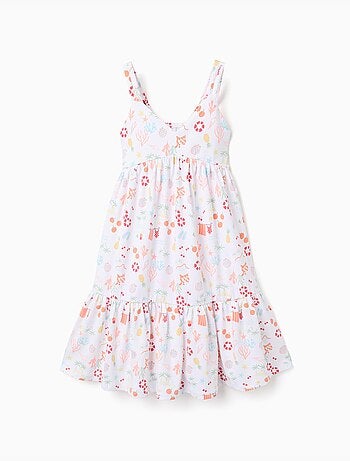 Robe évasée sans manches en coton avec motif plage