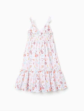 Robe évasée sans manches en coton avec motif plage