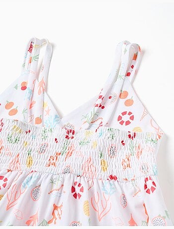 Robe évasée sans manches en coton avec motif plage