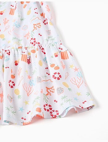 Robe évasée sans manches en coton avec motif plage