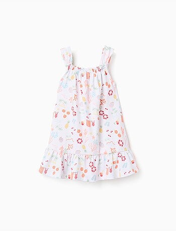 Robe évasée sans manches en coton avec motif plage