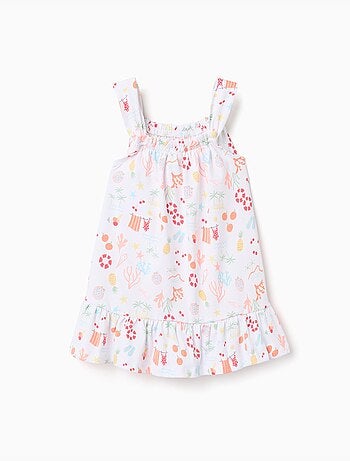 Robe évasée sans manches en coton avec motif plage