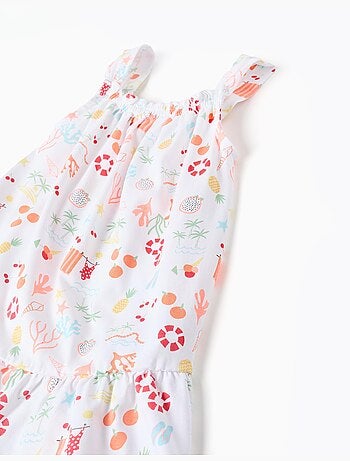 Robe évasée sans manches en coton avec motif plage
