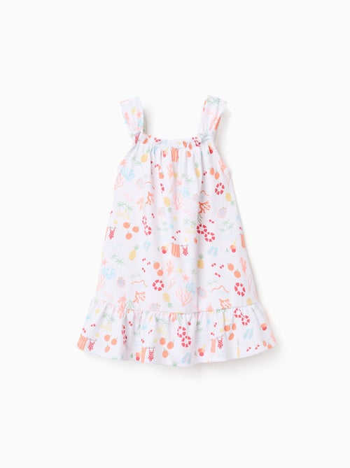 Robe évasée sans manches en coton avec motif plage - Kiabi