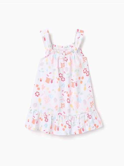 Robe évasée sans manches en coton avec motif plage - Kiabi