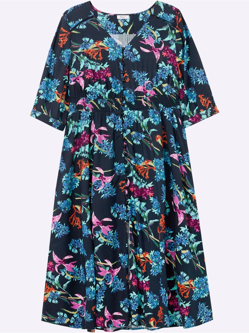 Robe évasée Viscose - Taille Standard - Sheego Bleu foncé - Kiabi