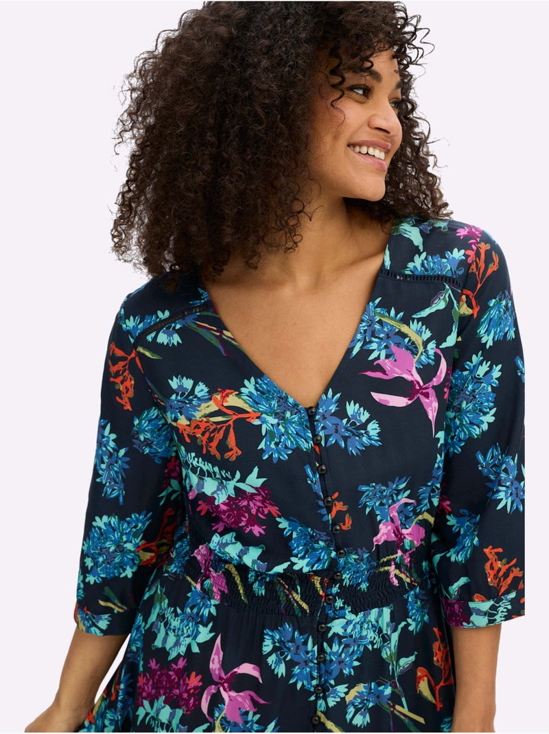 Robe évasée Viscose - Taille Standard - Sheego Bleu foncé - Kiabi