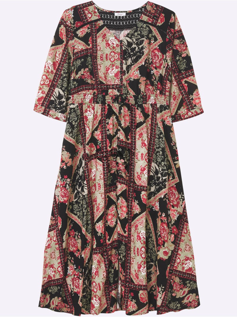 Robe évasée Viscose - Taille Standard - Sheego Noir Rouge - Kiabi