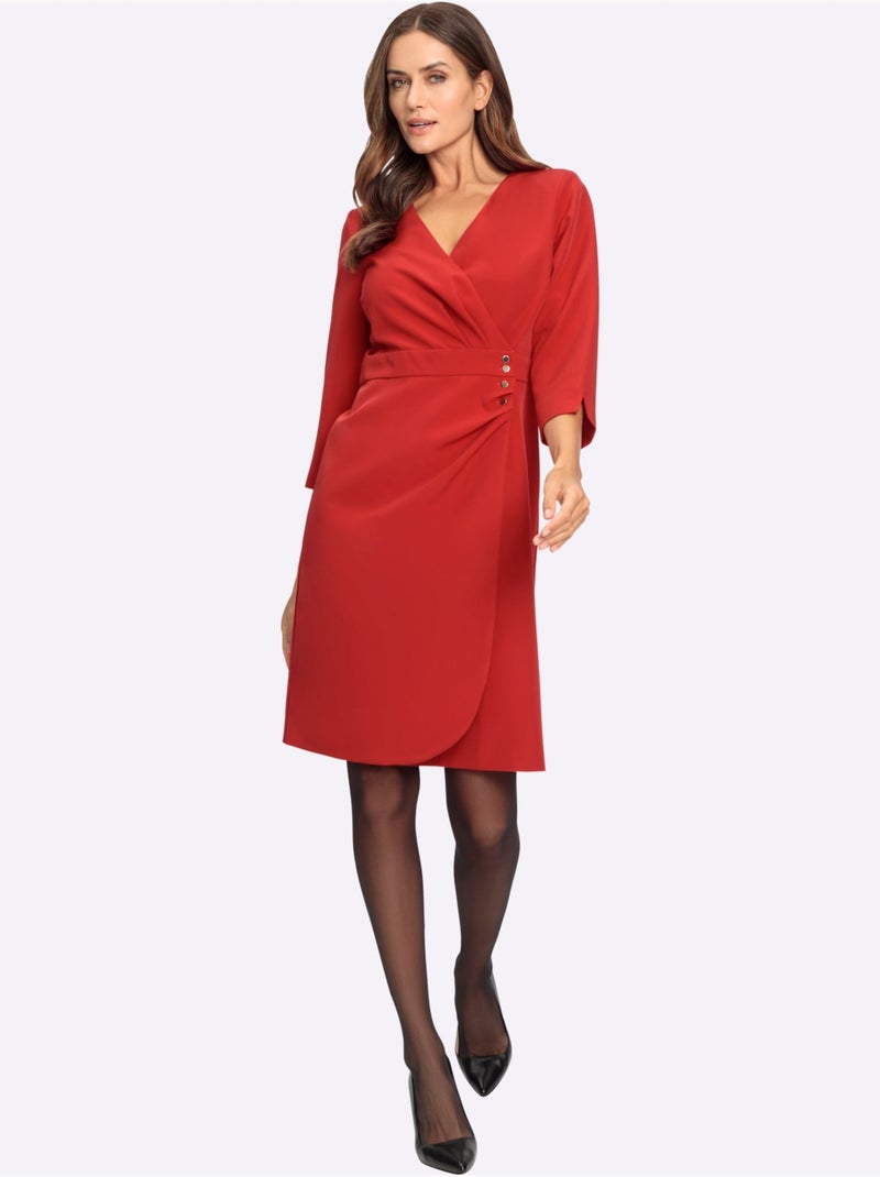 Robe Extensible Superbe Aspect Cache-cœur - Taille Standard - helline Rouge - Kiabi