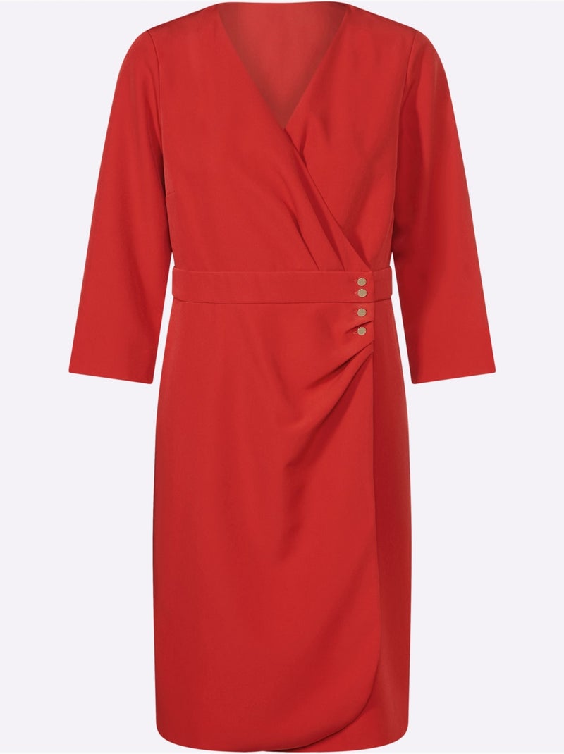 Robe Extensible Superbe Aspect Cache-cœur - Taille Standard - helline Rouge - Kiabi