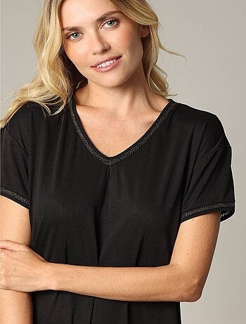 Robe fantaisie et décontractée manches courtes et col V en modal 'Deeluxe'