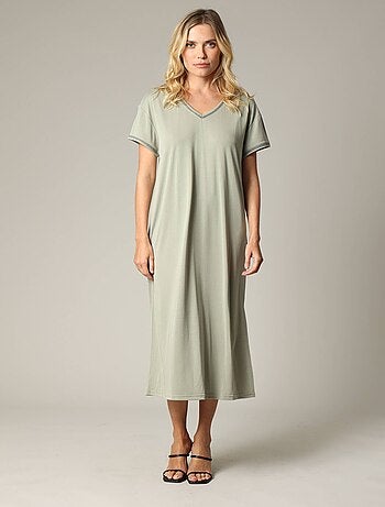 Robe fantaisie et décontractée manches courtes et col V en modal 'Deeluxe'