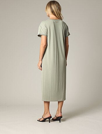 Robe fantaisie et décontractée manches courtes et col V en modal 'Deeluxe'