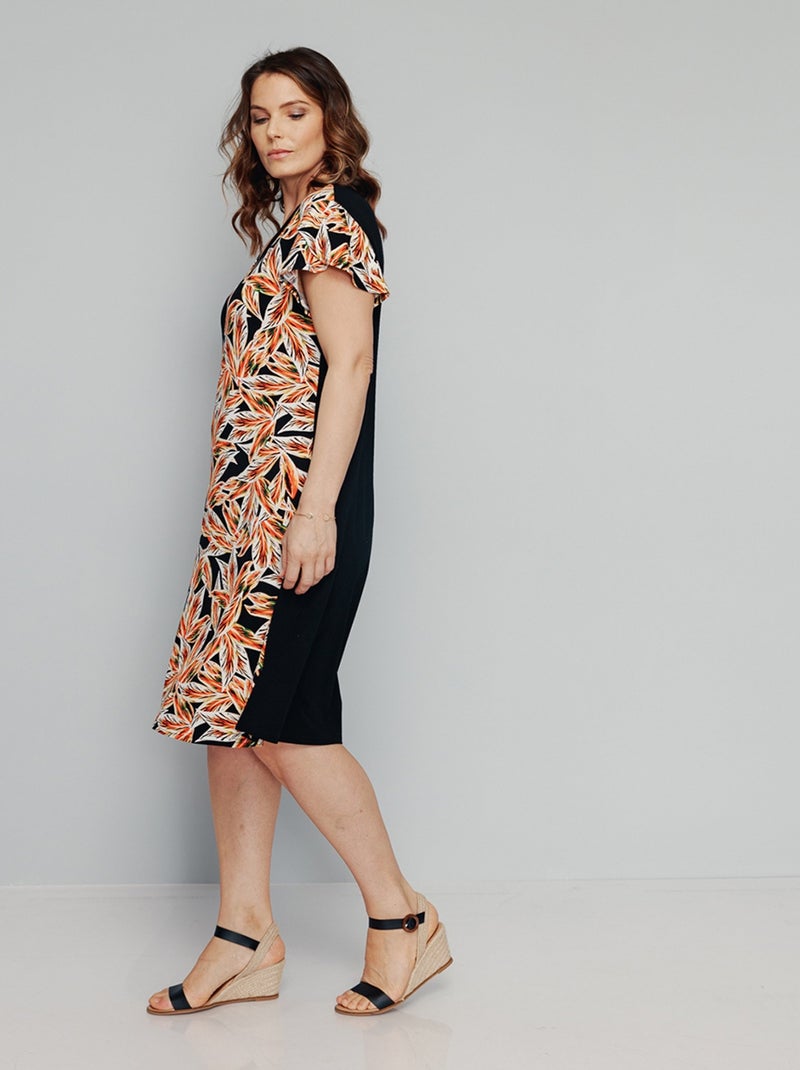 Robe fantaisie maille extensible - Afibel Noir - Kiabi