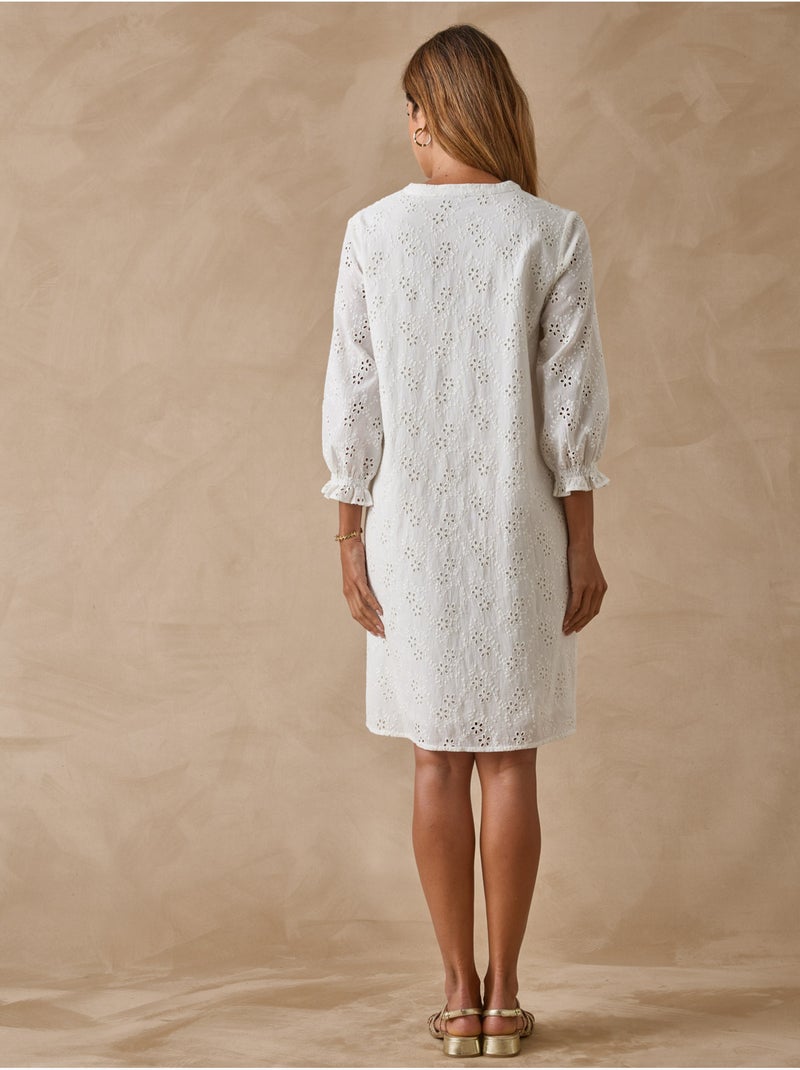 Robe femme broderie anglaise - DAXON Blanc Blanc - Kiabi