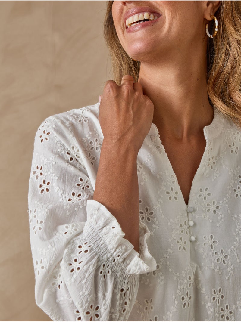 Robe femme broderie anglaise - DAXON Blanc Blanc - Kiabi