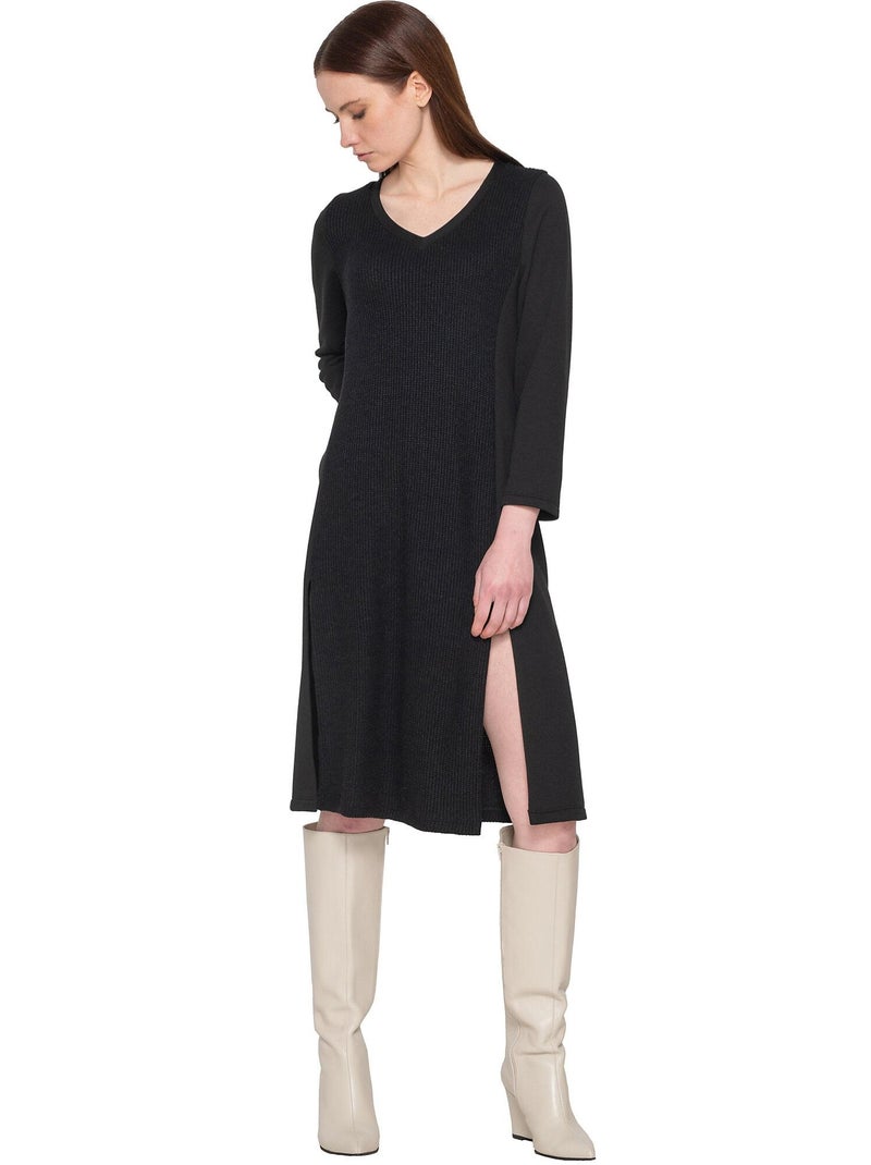 Robe fendue mi-longue Sweetened Noir - Kiabi