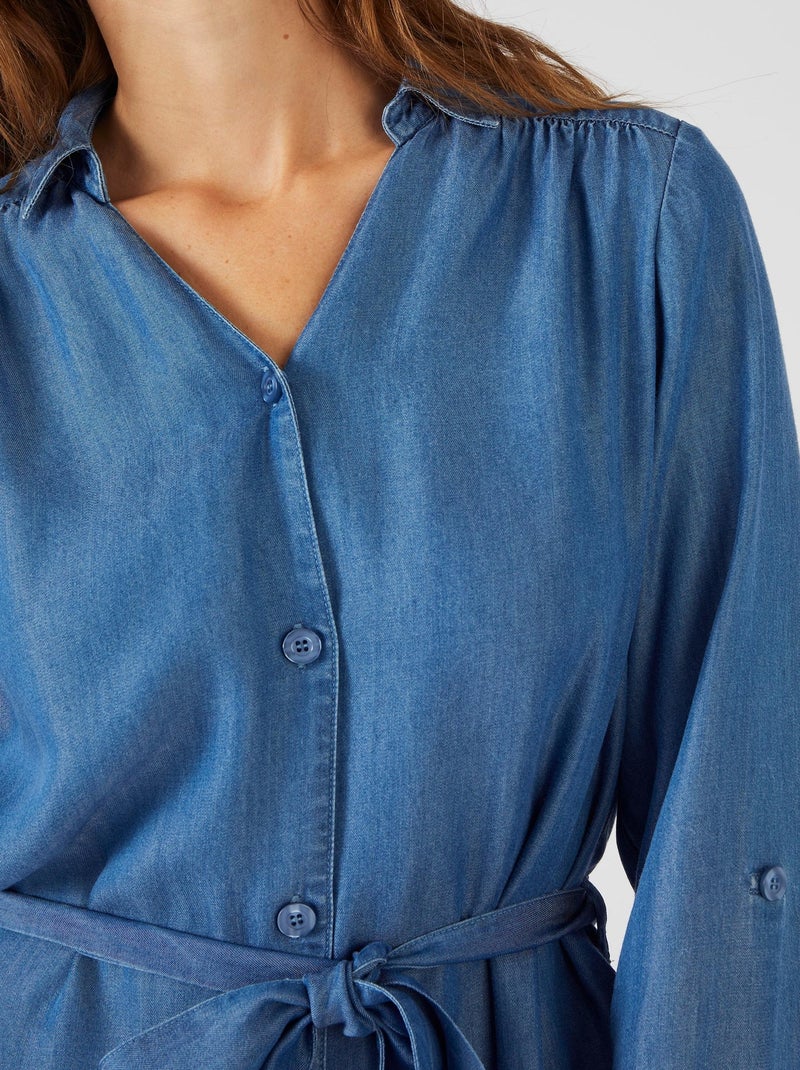 Robe fibres lyocell Tencel(TM) - Damart Bleu - Kiabi