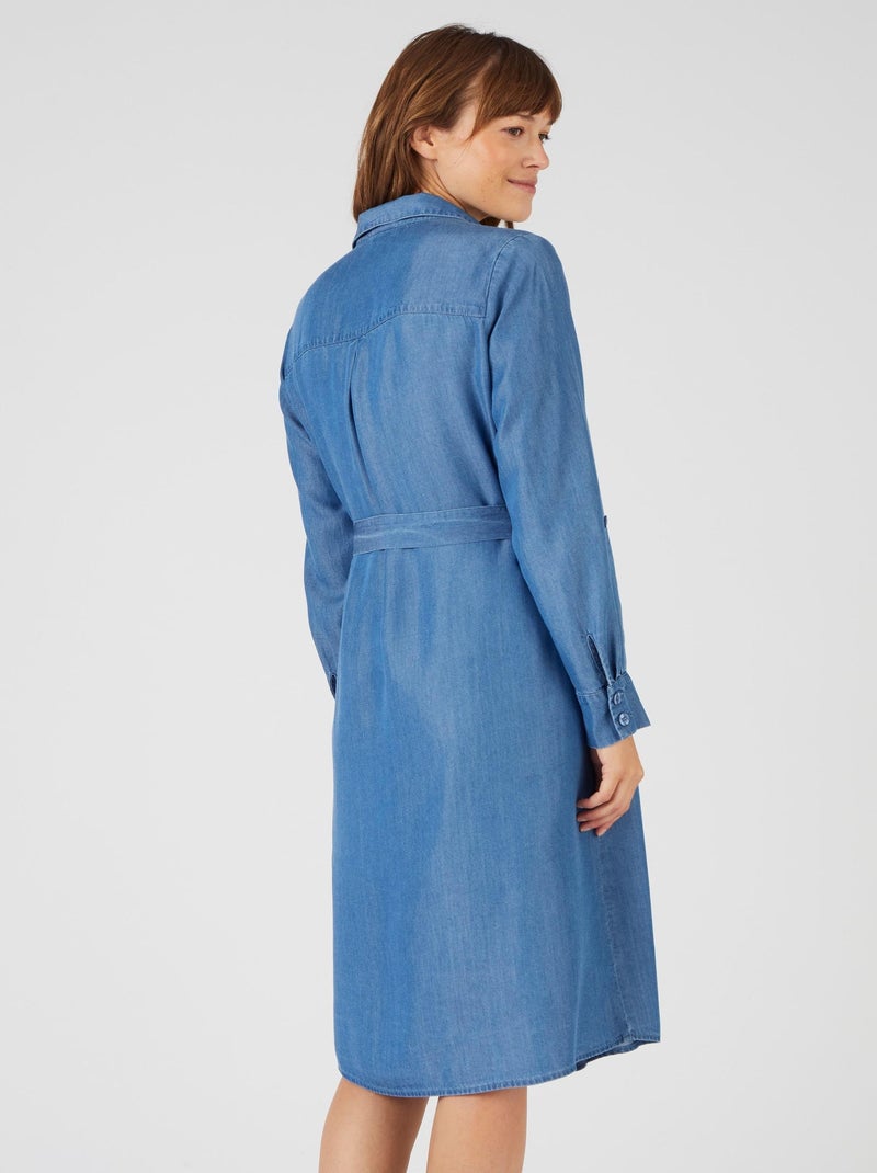 Robe fibres lyocell Tencel(TM) - Damart Bleu - Kiabi