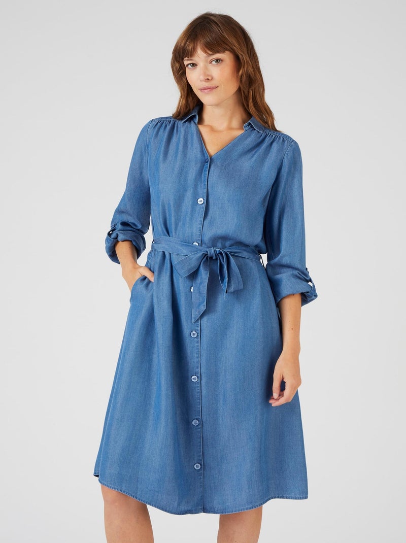 Robe fibres lyocell Tencel(TM) - Damart Bleu - Kiabi