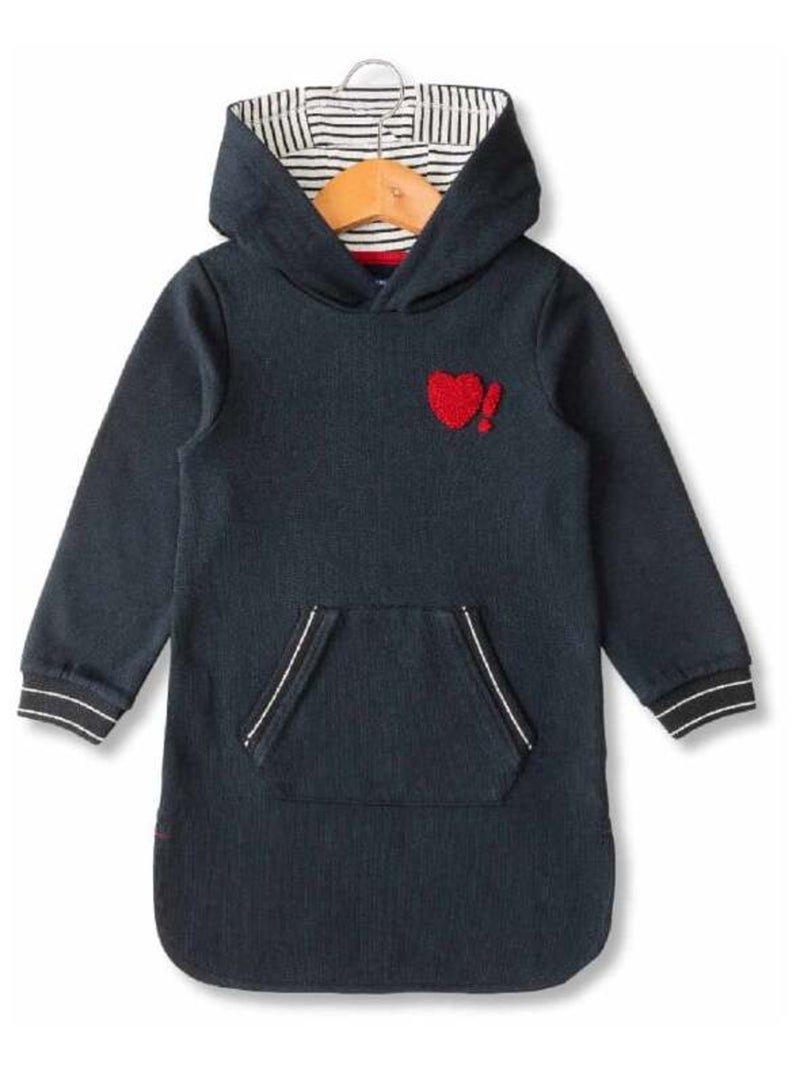 Robe Fille à capuche en molleton Bleu marine - Kiabi