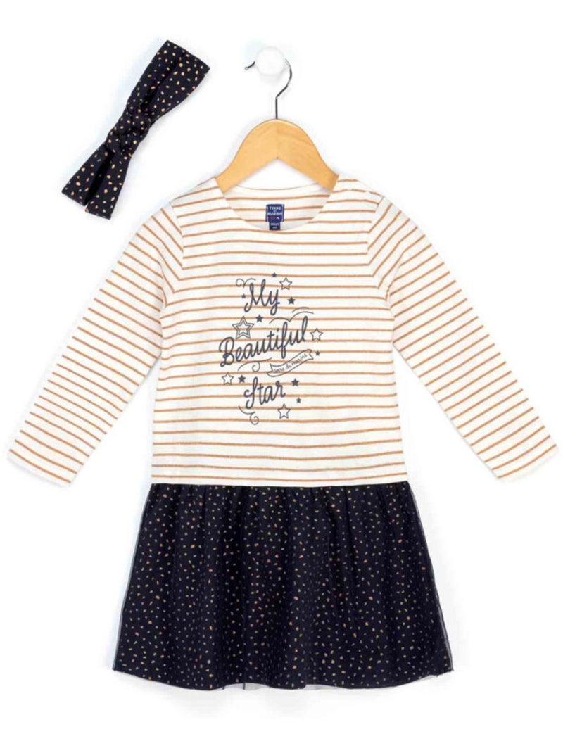 Robe Fille effet 2 en 1 + bandeau Rose - Kiabi