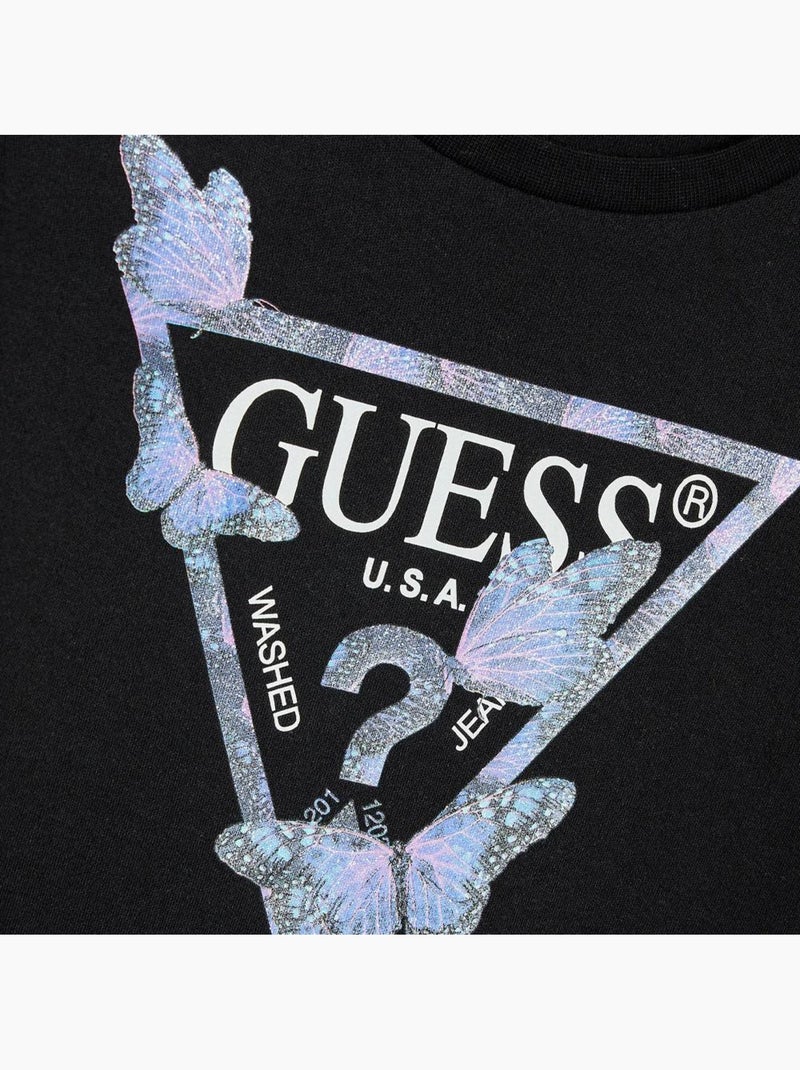 Robe Fille Guess Sleeves Noir - Kiabi