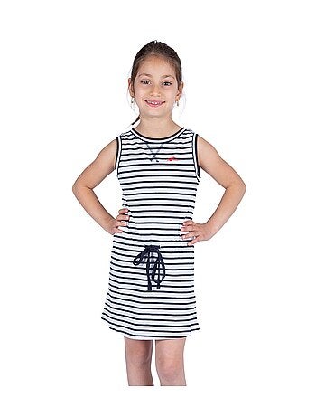 Robe fille sans manches en coton fin 'breizh océan', robe enfant en coton