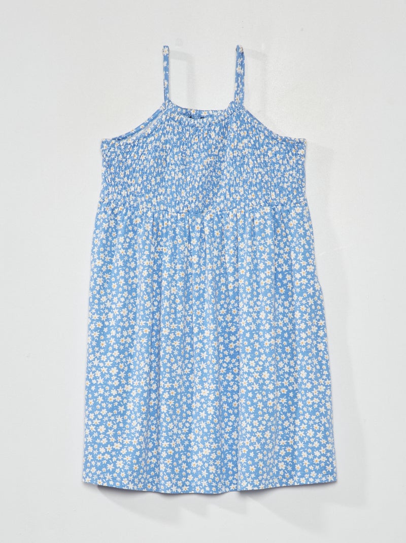 Robe fleuri à fines bretelles Bleu - Kiabi