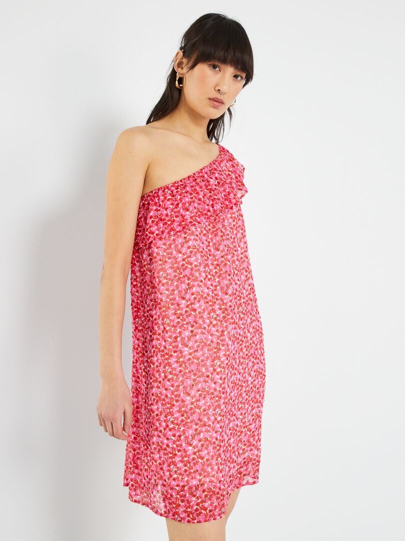 Robe fleurie à épaules dénudées Rose clair - Kiabi