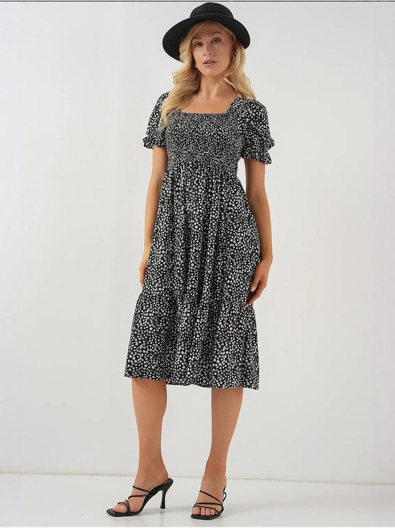 Robe fleurie à manches courtes bdart Noir - Kiabi