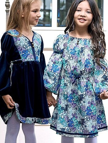 Robe Fleurie à Manches Longues et Col Smocks CHIMENE - La Faute à Voltaire