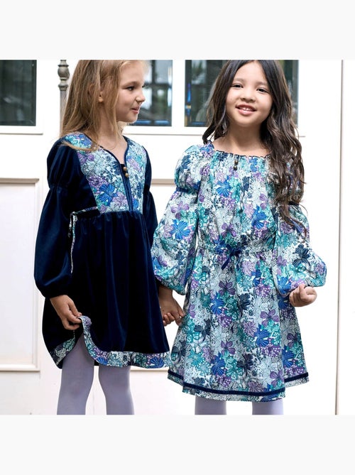 Robe  Fleurie   à Manches Longues et Col Smocks  CHIMENE - La Faute à Voltaire - Kiabi